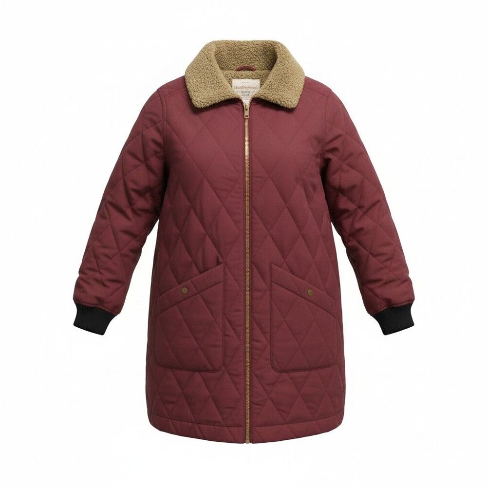Weatherproof Vintage Quilted Sherpa Lined Jacket Burgundy Size Small